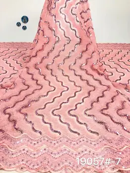 

African Lace Fabric High Quality Sequin 3D Flowers French Lace Fabric Latest Nigerian Mesh Lace For African Wedding FFD-111