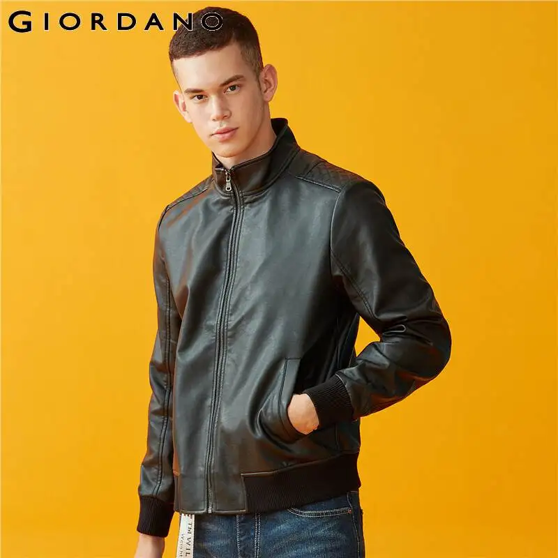 Dordano мужские куртки со стоячим воротником PU куртка-бомбер с несколькими карманами прочная модная теплая куртка Casaco Masculino 01079671