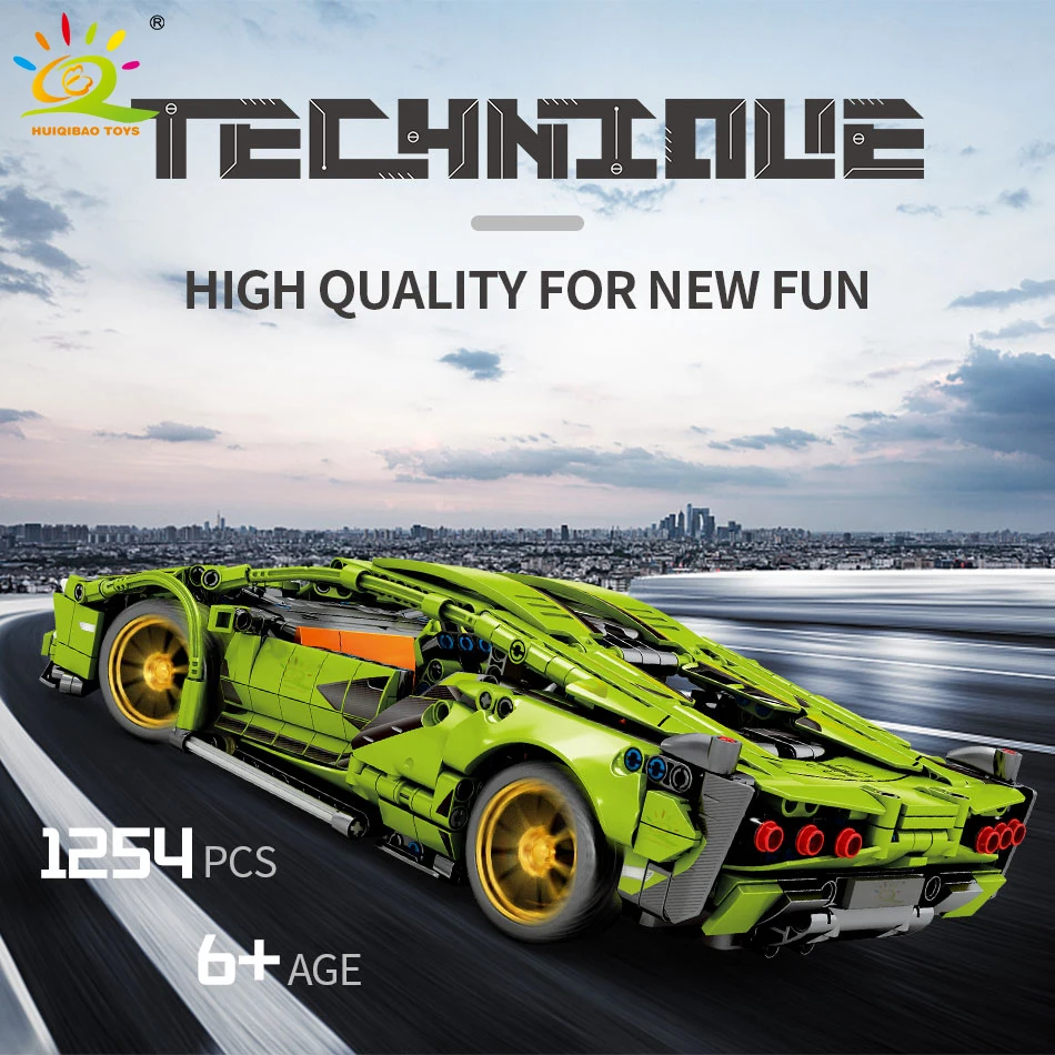 HUIQIBAO 1254 шт. гоночный автомобиль суперкар Скорость чемпионов DIY строительные