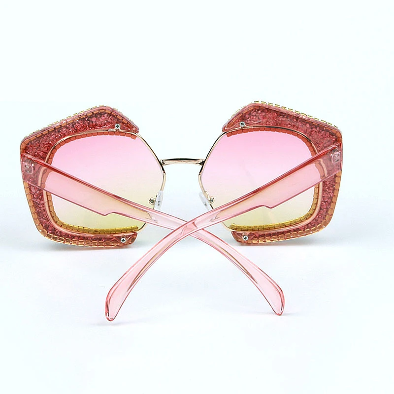 New Elegant Ladies Sunglasses Women Brand Half Frame Rhinestone Sunglass Men Italy Fashion Sun Glasses Female Gradient Eyewear