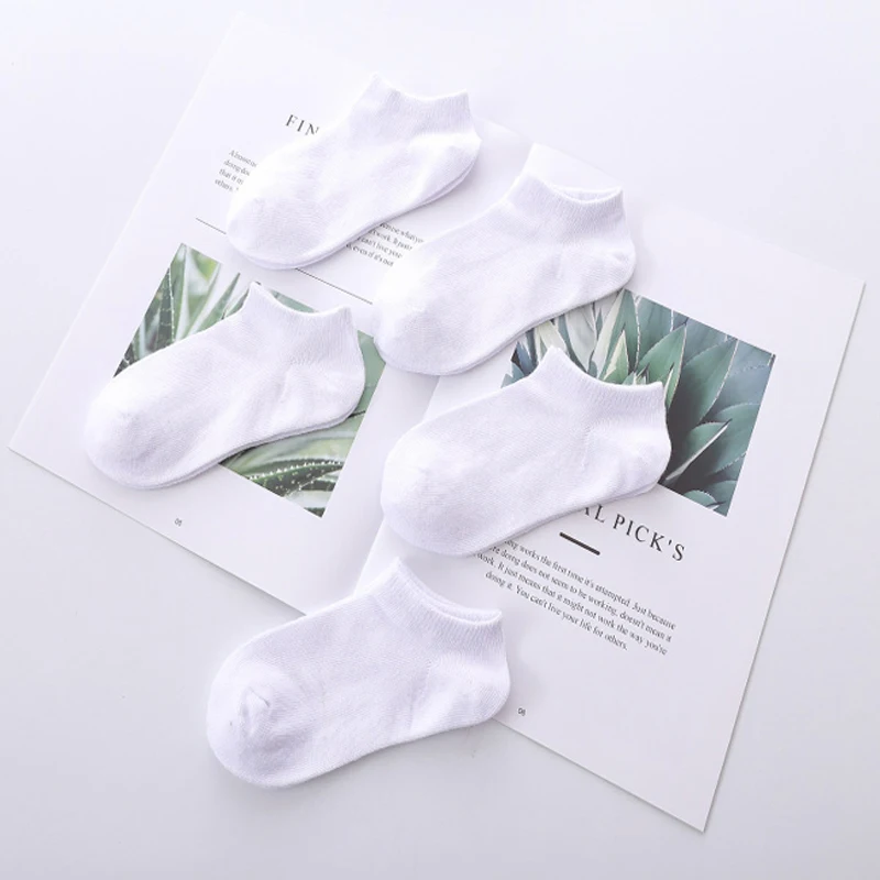 5Pairs Baby Kids Socks Spring Solid Thin Cotton 2-12 Years