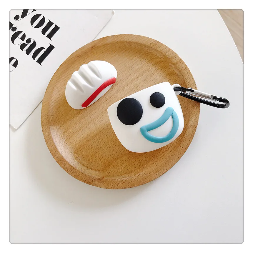 3D Love Face Forky уродливая фигура силиконовый чехол для AirPods 1 2 Bluetooth гарнитура зарядная коробка защитный чехол с крючком