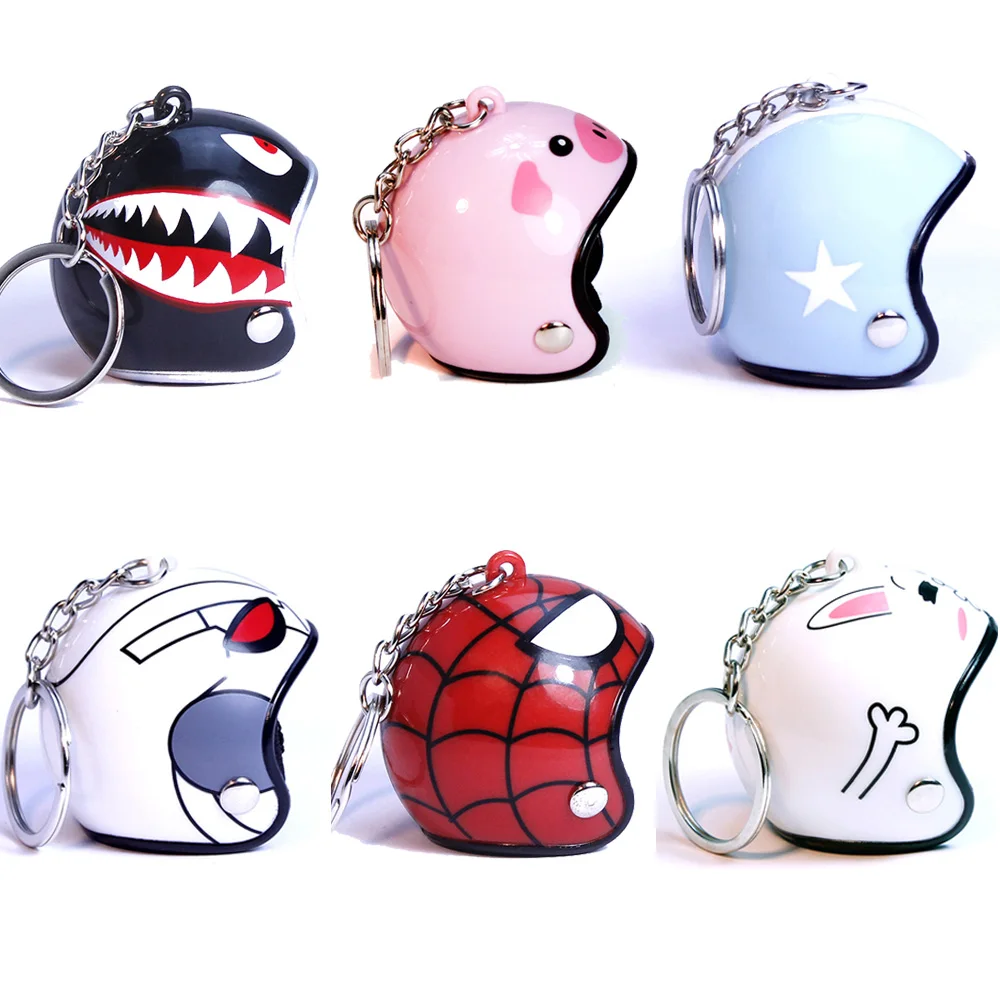 Creative Motorcycle Safety Helmet Keychain Car Superhero Cartoon Key Ring Gift Jewelry