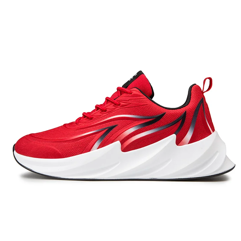 Дышащая обувь для бега; Новинка; удобная спортивная обувь с подошвой акулы; Модная легкая мужская обувь; прогулочная беговая Обувь; повседневная обувь - Цвет: Красный
