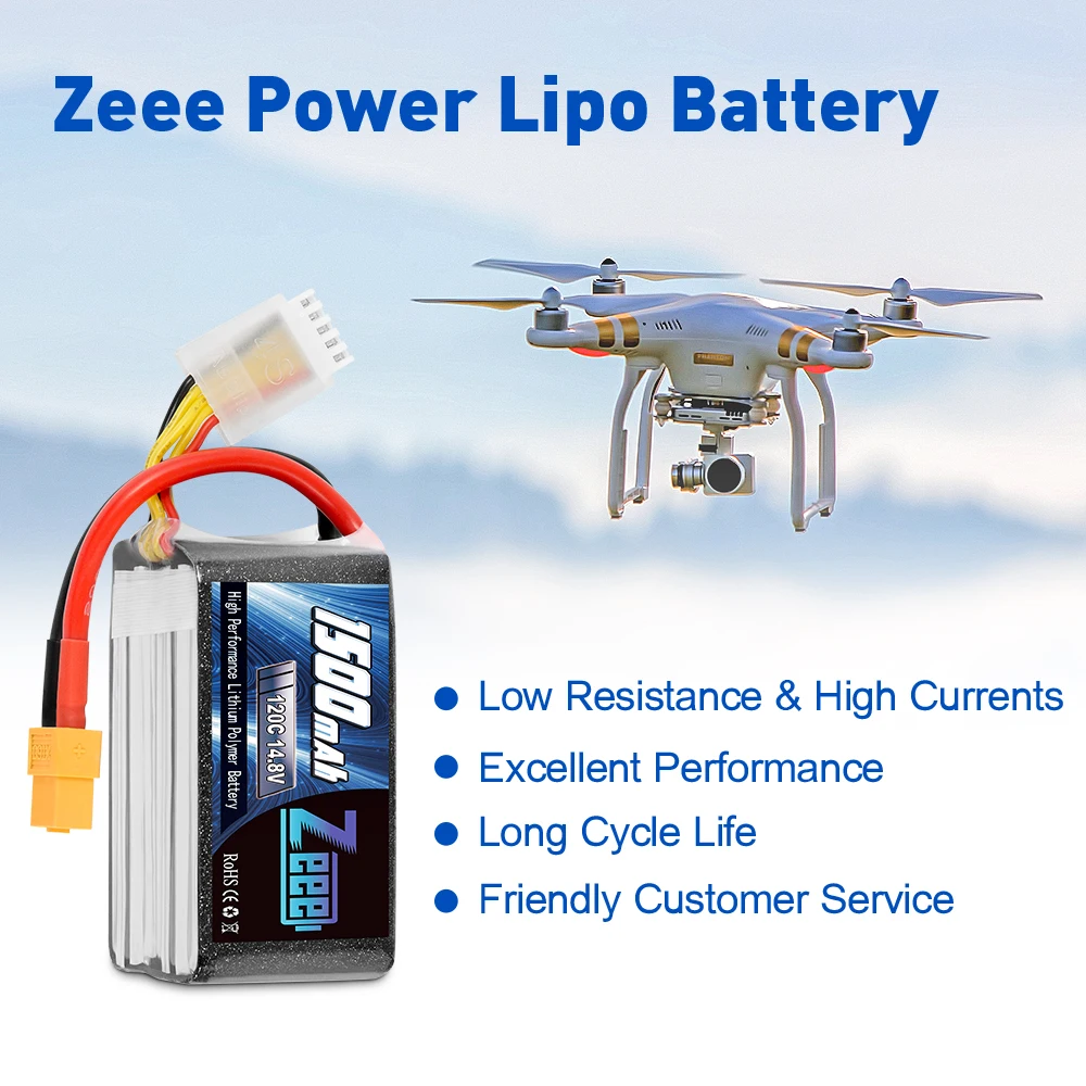 2 шт. Zeee Lipo аккумулятор 14,8 V 120C 1500mAh 4S Graphene RC Lipo аккумулятор с разъемом XT60 для RC автомобиля грузовика самолета FPV