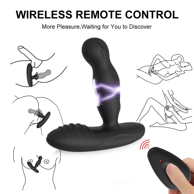 16 Modes Vibrating 3 Mode Rotation Male Prostate Massager Electric Shock Anal Plug Vagina Dildo G Spot Vibrator Sex Toy Buttplug 3