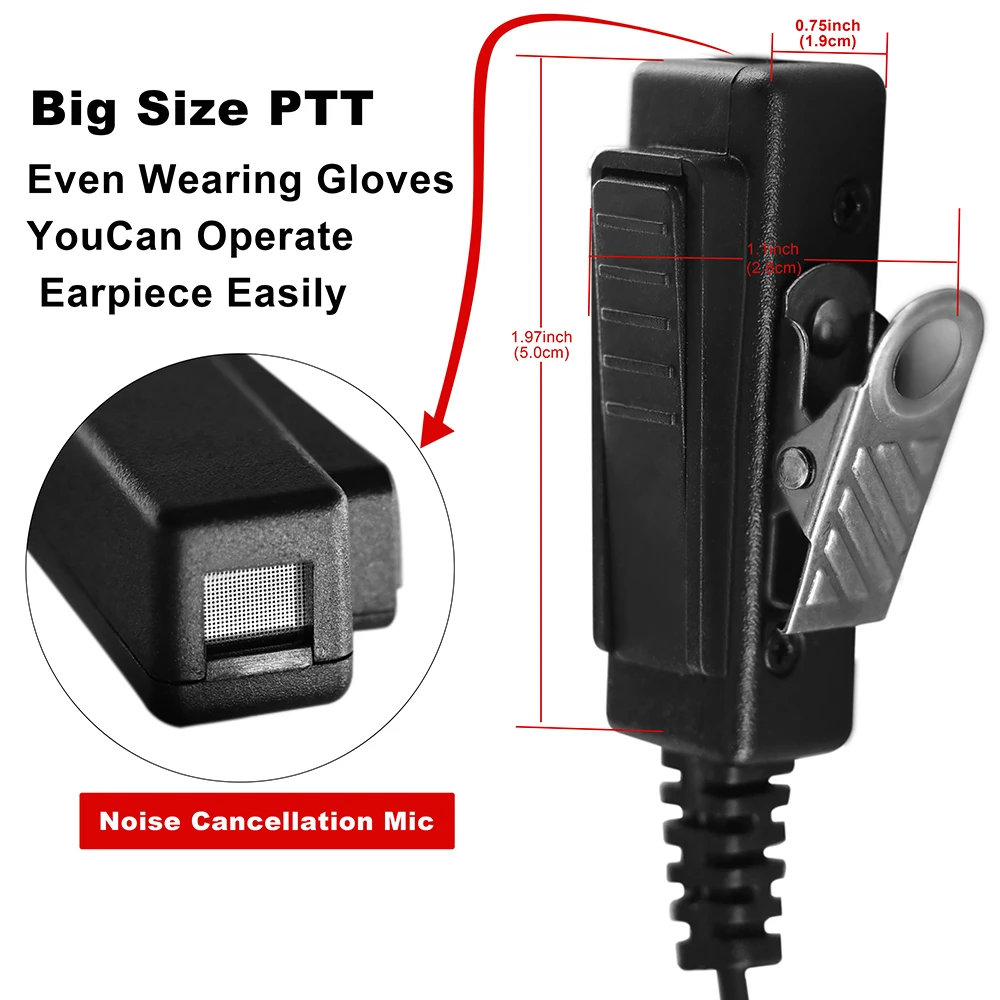 RISENKE-Walkie Talkie Headset for Vertex VX-261,VX-231,VX-210,VX-264,VX-351,VX354 Radio,3.5mm,Single Pin,Acoustic Tube Earpiece