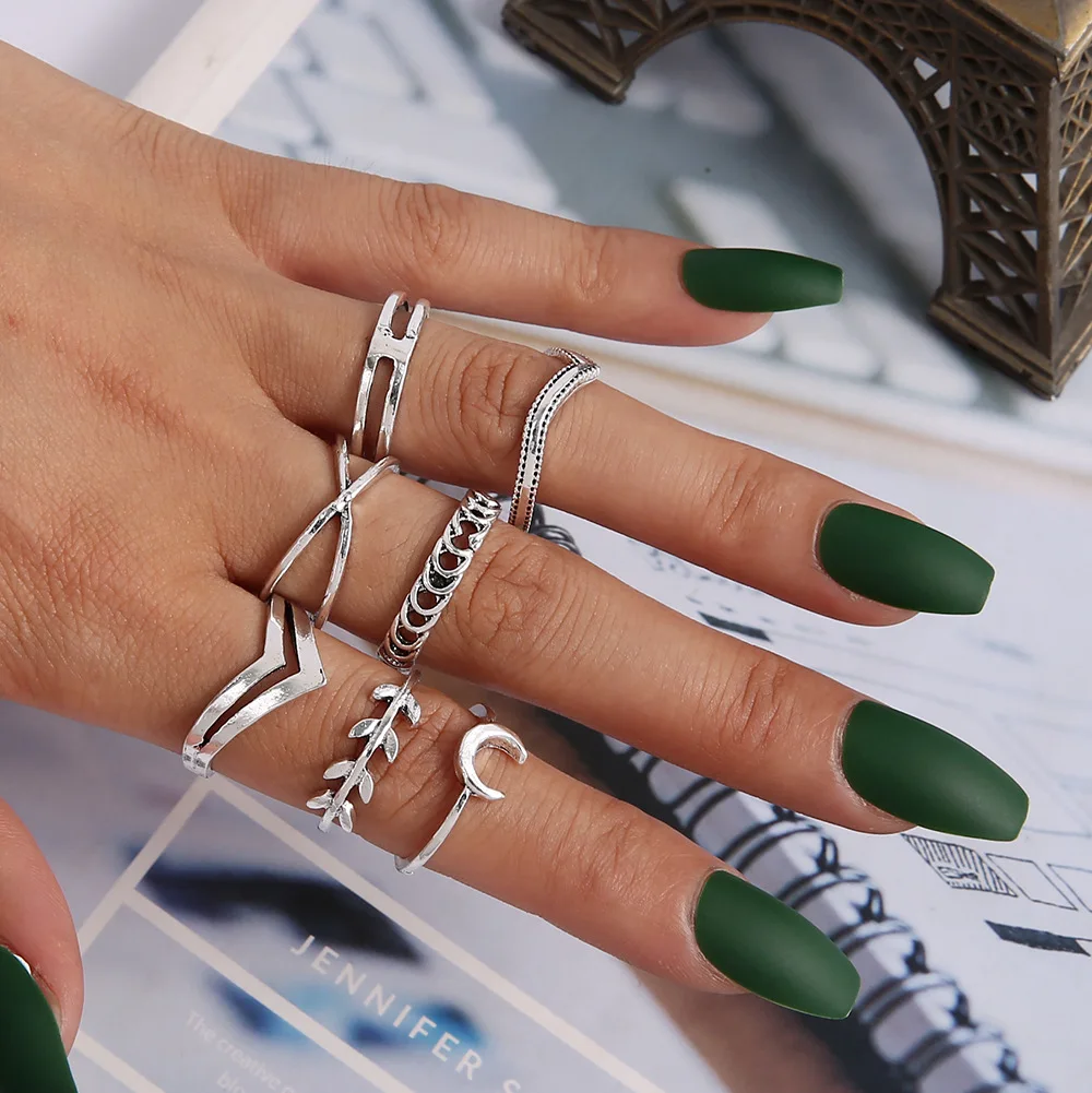 Bohemia Simple Design Geometric Finger Ring Sets For Women Snake Eye Stone Knuckle Rings Girls Fashion Jewelry bohemian rings stone rings fashion rings fashion ring finger rings