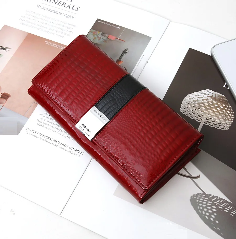 Echtes Leder Brieftasche Frauen Lange frauen Leder Geldbörsen Luxus Marke Weibliche Geldbörse Kuh Leder Kupplung Geld Tasche – Detail 2