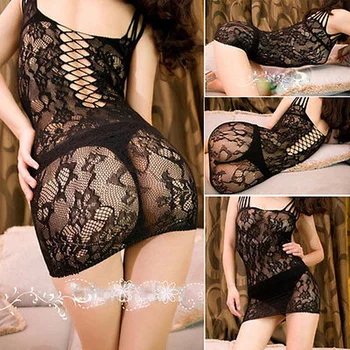 

Ladies Hot Sale Fashion Sexy Hollow Lace Sling Skirt Nightdress Gift Lingerie Babydoll Dress