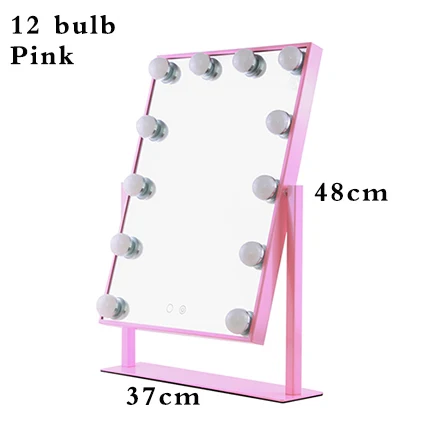 12 bulb Pink Framed Hollywood Style Cosmetic Makeup Mirrors with Lights Lighted Vanity with 12x3W Dimmable LED Bulbs and Touch Control Tricolor - Цвет: 12 bulb Pink Framed
