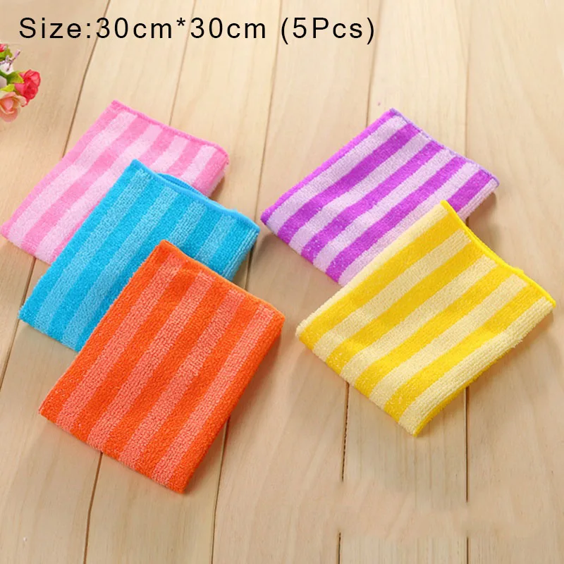 5pcs 30cmX30cm Абсорбирующее кухонное полотенце из микрофибры, s блюдо, быстрое высыхание, чистящее полотенце, многофункциональное полотенце для посуды MU8669 - Цвет: 5pcs 30cmX30cm