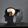 Creative Brain Hole Wide Open Statues Sculptures Resin Decor Crafts Gifts Figurines Desktop Home Decoration Accessories Modern 4