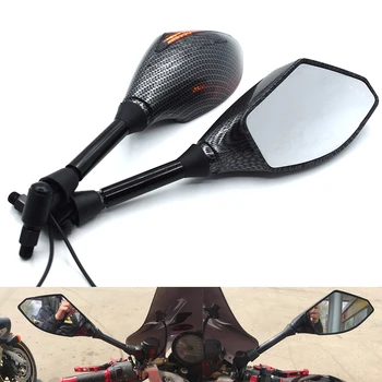 

With LED Turn Signal Integrated Mirrors Motorcycle Rearview Mirrors For Kawasaki Ninja ZX6R ZX6RR ZX12R Z1000 ZZR600 Versys 1000