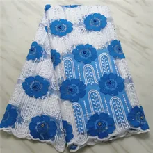 Горячая Распродажа бисера французская кружевная ткань с цветами дизайн кружево для свадебных платьев в африканском стиле ткань высокого качества Синий Белый Тюль Ткань для тюли кружевная