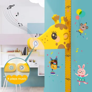 

Height Measure Ruler Cartoon Dinosaur Wall Stickers for Kids Baby Bedroom 3D Growth Chart Mural Decals Nursery Home Decoration