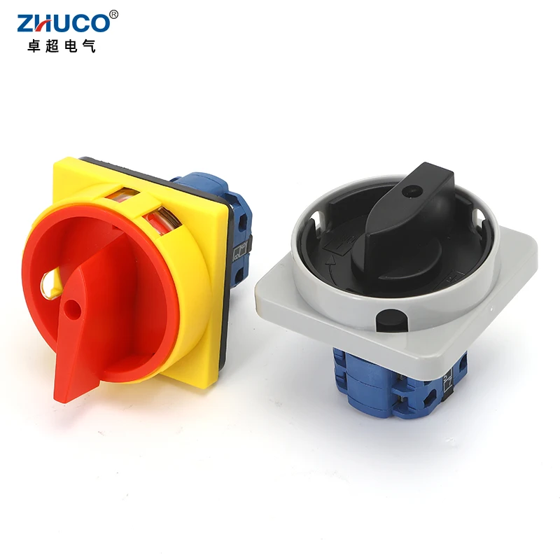 ZHUCO 로터리 캠 스위치, 전원 차단 노브 절연 마스터 스위치, SZW26-20 2GS-H 68x68mm 패널, 2 위치, 2 극 0-1 20A