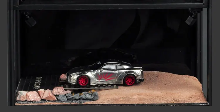 1: 64 масштаб Diorama сплав модель автомобиля Парковка ПВХ гараж сцена с светодиодный светильник коробка для хранения аниме тема дисплей шкаф Чехол игрушка