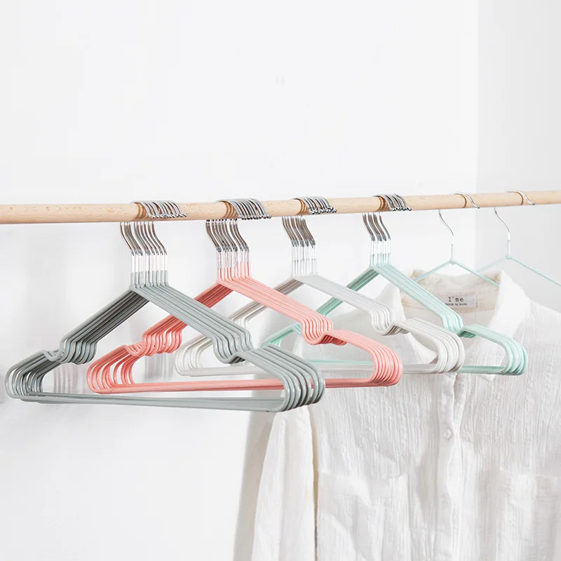 Clothes Hanger Storage Hanger 10Pcs T Shape Steel Wire Hangers For Adult Clothes Coat Storage Rack Drying Anti-skid Hanging Wardrobe Organizer Holder 40cm