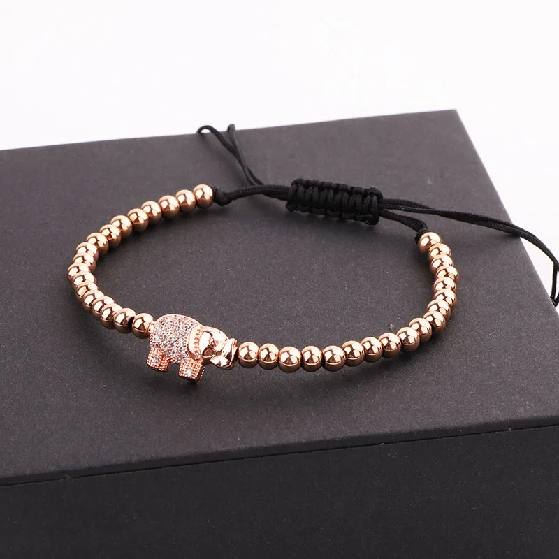 Men women Jewelry Bracelet CZ Pave Cute Elephant Charm Stainless Steel Beads Friendship Lucky Bracelet Gift - Image 2