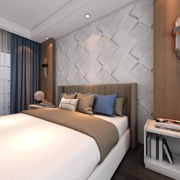 

Sonsill Home Wall Decor 3D Wall Panels PVC Modern Art for Living Room / Office / Bedding Room / Study, White 12 Pieces / Box