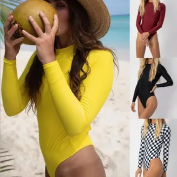 

2020 Sexy Long sleeve swimwear women one piece swimsuit backless jumpsuit swim suit Bathing Suit beach wear Bodysuit Monokini
