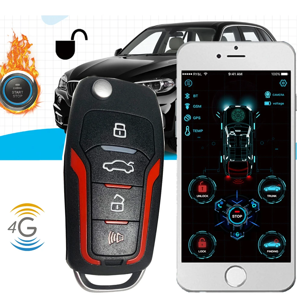 Китайский завод cardot 4g gps gsm дистанционный стартер старт стоп двигатель Smart Pke Автосигнализация без ключа