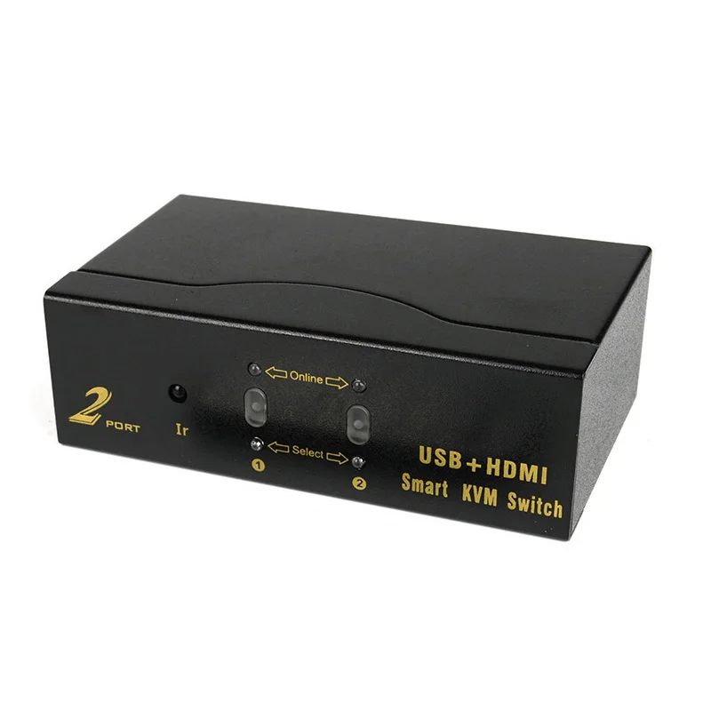 

2-Port Hdmi Kvm Smart Switcher 2 in 1 Out Remote Control Switch Usb Hd Computer Splitter