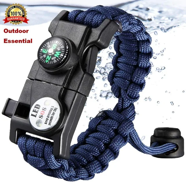 Navy Blue Выживания Военный аварийный Паракорд EDC браслет многофункциональный кемпинг поле выживания побега тактика ремешок пустыне - Цвет: Navy Blue