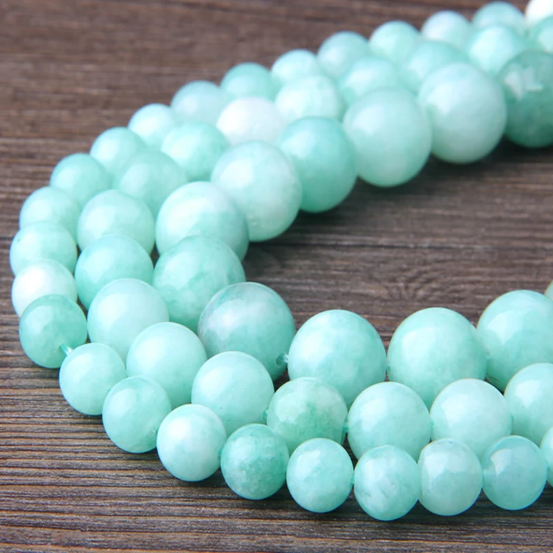 

15.5" Natural Chalcedony Beads 6 mm 8 mm 10 mm 12 mm Polished Angelite Amazonites Beads For DIY Making Jewelry Bracelet Necklace