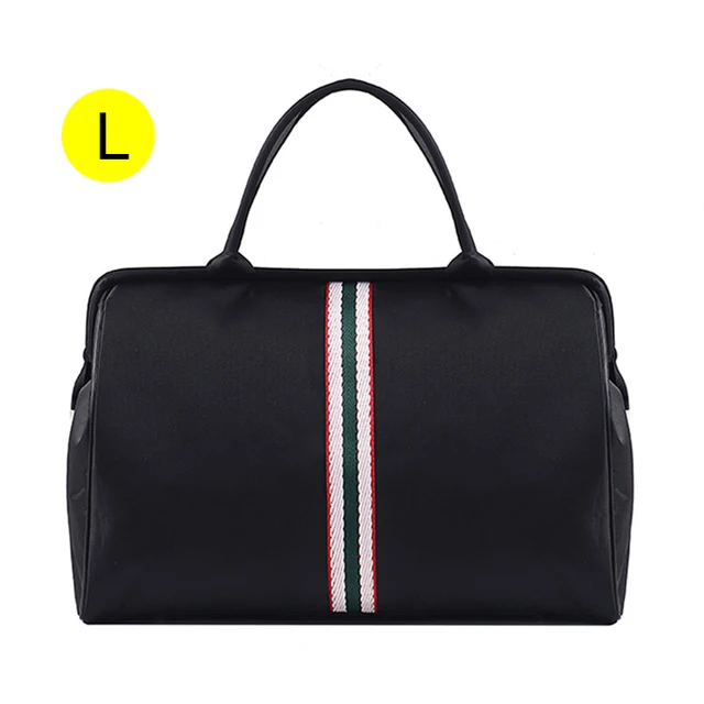 Women Overnight Weekend Fitness Bag Ladies Stripe Yaga Big Travel Bag Light Men Foldable Outdoor Bags Korean 2021 XA37WB Black green L