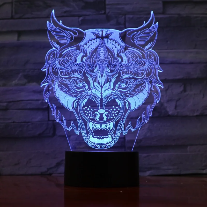 VCity Wolf серии 3D Визуальный светильник светильники-ночники в виде животных сенсорный датчик детские подарки для малышей абстрактный акриловый Lamparas USB светодиодный иллюзия