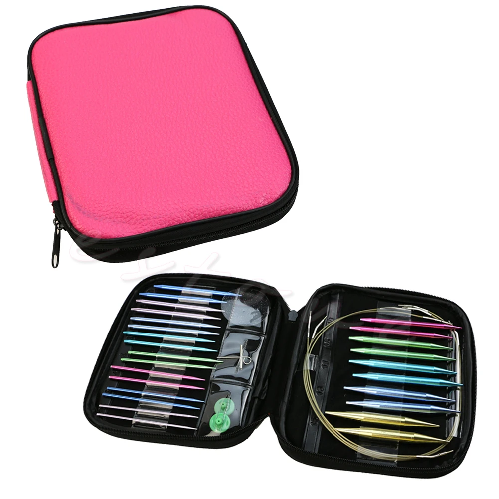 ^Cheap 13 pairs Aluminum Interchangeable Knitting Needle Ring Set Woven Tools 2.75-10mm 72XF ^Cheap 13 pairs Aluminum Interchangeable Knitting Needle Ring Set Woven Tools 2.75-10mm 72XF