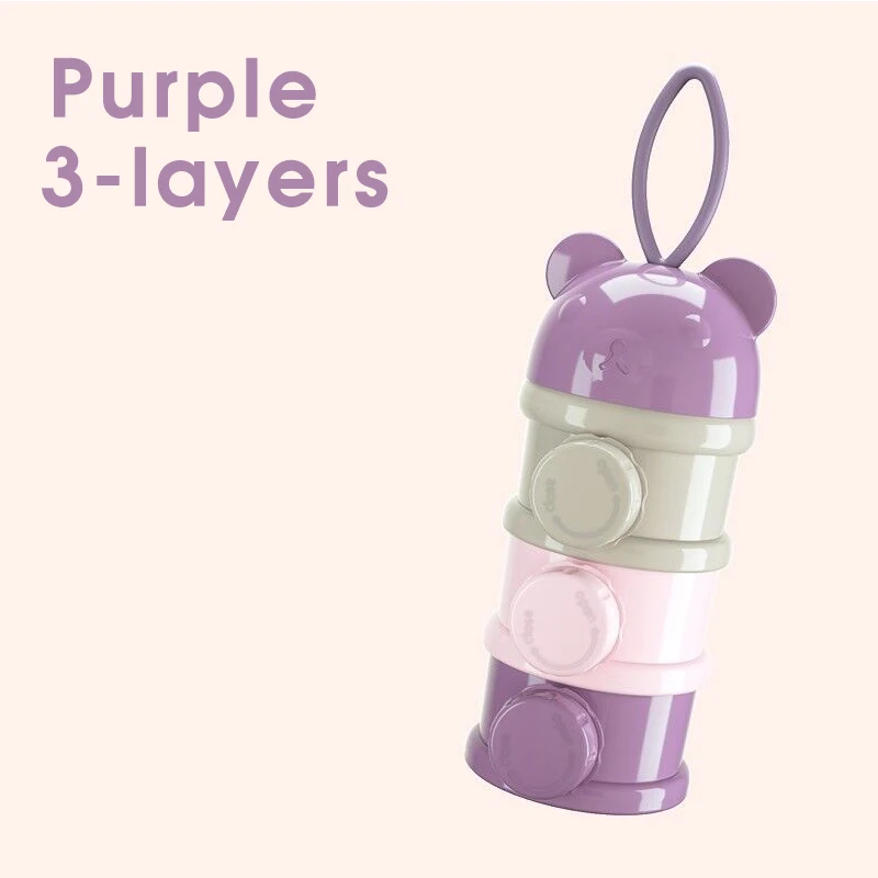 Purple Портативная детская молочная смесь коробка 3 слоя мультфильм дети контейнер для детского питания коробка пищевой PP формула контейнер-диспенсер - Цвет: Purple