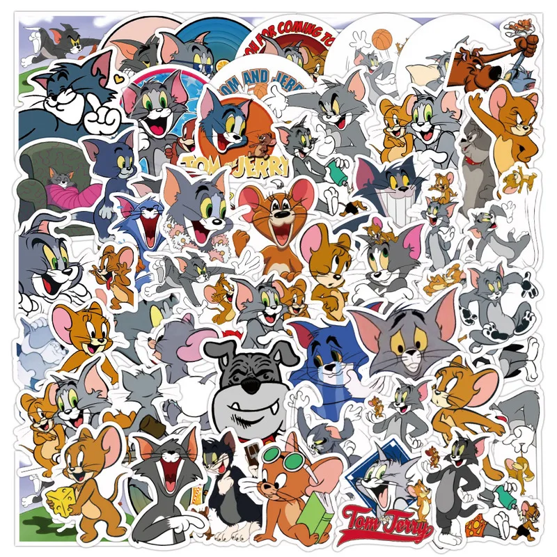 

50PCS Cartoon Tom & Jerry Cat and Mouse PVC Stationery Stickers For Funny Phone Laptop Graffiti Sticker Decals Kid Toy Stickers