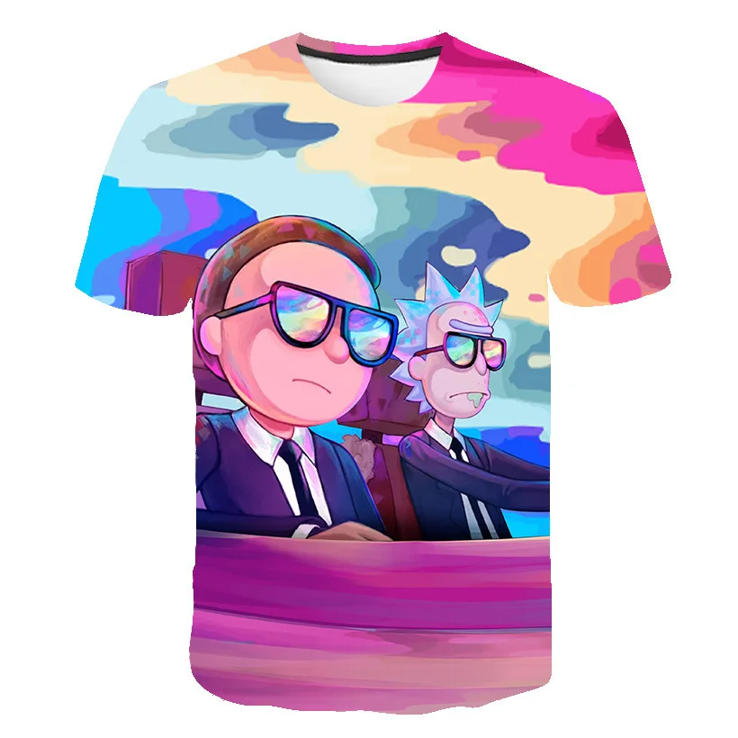 2019 summer Fashion Anime t-shirt Cartoon Rick and Morty 3D Print Men/women black T shirts Hip hop Men