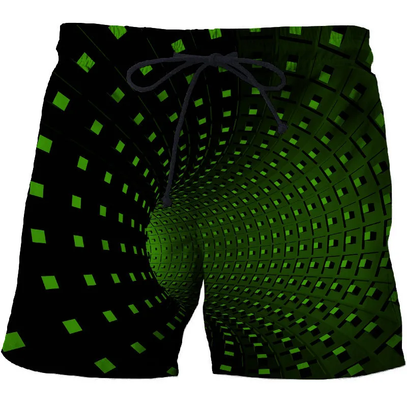 Летние мужские Пляжные штаны с дырками и 3D зелеными дырками, модные мужские шорты для купания, штаны для серфинга