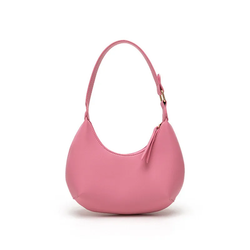 FIRMRANCH Woman's Stylish Solid Color Half Moon Design Sweet Macaron High Quality Daily Date Casual Shoulder Orange Armpit Bag 