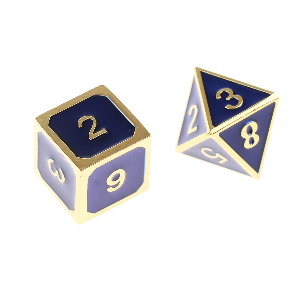 Кубики из Сплава Комплект D4 D6 D8 D10 D12 D20 многогранные Плашки для Подземелья и Драконы