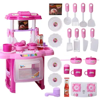 

2019 Newest Hot Portable Electronic Lights Kids Pretend Play Classic Kitchen Cooking Girl Toy Cooker Play Set Gift