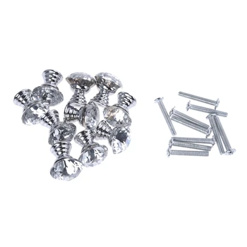 

HTHL-10 Pcs 20mm Crystal Glass Clear Cabinet Knob Drawer Pull Handle Kitchen Door Wardrobe Hardware