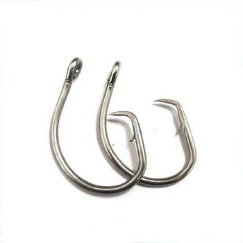 

DYGYGYFZ 4pcs/bag Stainless Steel White Offset Tuna Circle Bait Fishing Hook Size 15/0 Ring Eagle Hook