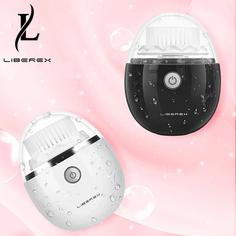 

Liberex White Black Facial Cleansing Brush Face Massager Electric Cleanser Device Sonic 3 Brush Heads Deep Cleaning for Lover