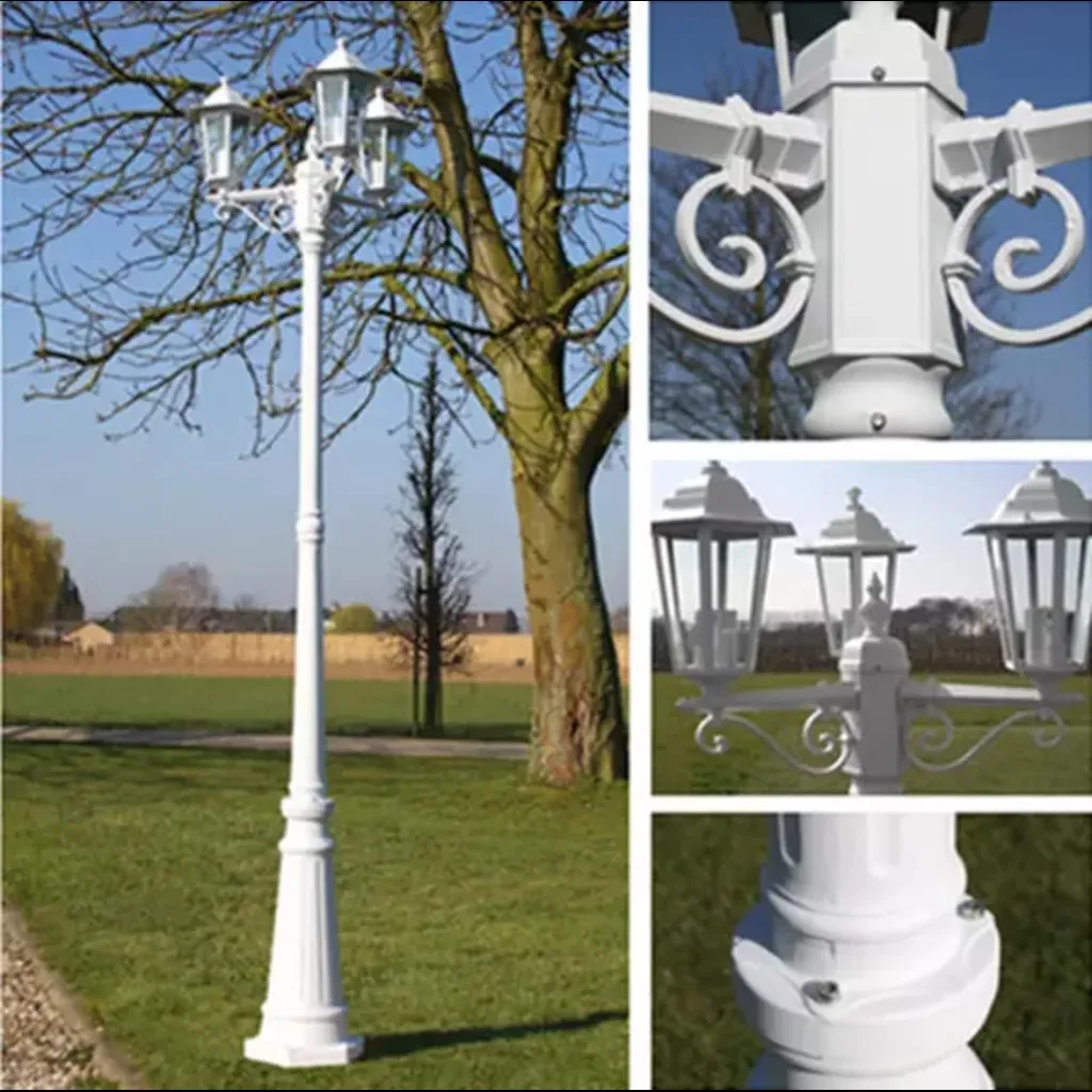 

VidaXL Garden Light Post 3-Arms 215Cm White Aluminium Garden Decoration Landscape Post Street Lighting V3