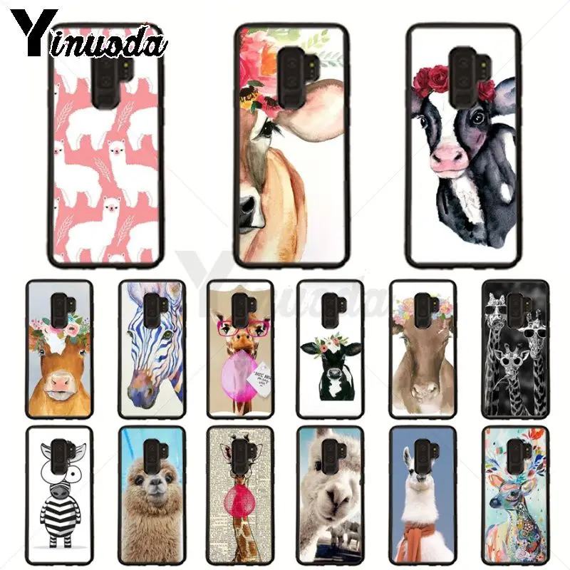 Sapi Alpaka Zebra Jerapah Lembut Silikon Hitam Cell Phone Case untuk Samsung Galaxy S10plus S9 S8plus S10e A50 A70 A10 Ponsel