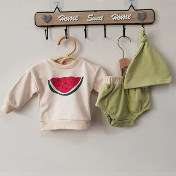 

2020 New Autumn Korean Style Kids Clothes Suit T-shirt+Pants +Hat Infant Baby Girls Boys Clothing Set Newborn Baby Boys Clothes