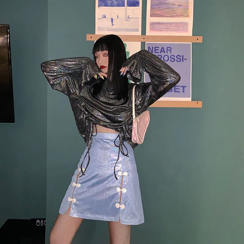 TVVOVVIN Sexy Pleated Drawstring Blouse Women Clothes Fashion Stand Collar Casual Match All Shirt Top Autumn New D245
