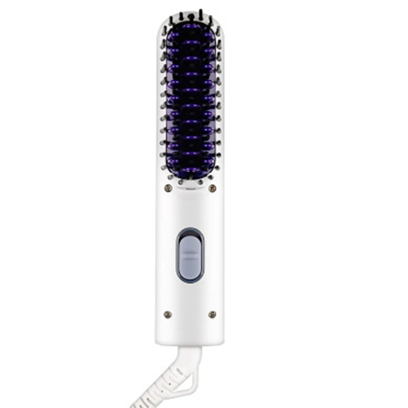 

EU Plug Titanium Straightener for Hair&Beard Ionic Curling Flat Hair Iron Electric Hot Comb 2In1 Straightening Hair Brush