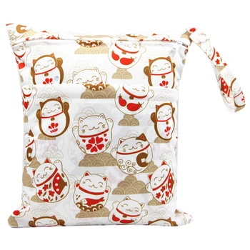 激安 30*36センチメートル防水pulプリントウェットバッグデュアルポケットベビー布おむつ袋再利用可能なベビーおむつバッグ多機能wetbags