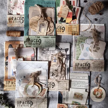 

24pcs Retro NO.9 Space Station Design Diary Bullet Journaling Decoration DIY Scrapbooking Material Paper Lomo Card with Hole